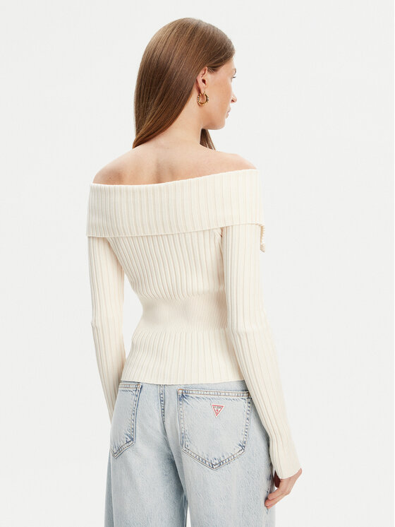 Guess Guess Pullover W5YR03 Z30I2 Écru Slim Fit