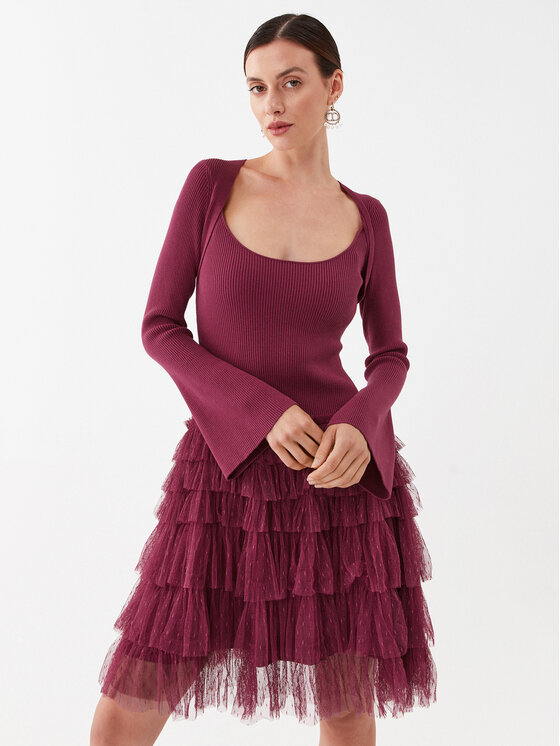 TWINSET TWINSET Kokteilikleit 232TP3051 Bordoopunane Regular Fit