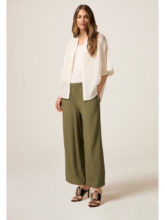 Oltre Oltre Pantaloni di tessuto P262J002325N035 Verde A-Line Fit