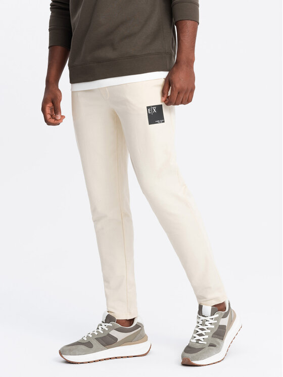 Ombre Ombre Spodnie dresowe OM-PASK-0167 Beżowy Regular Fit