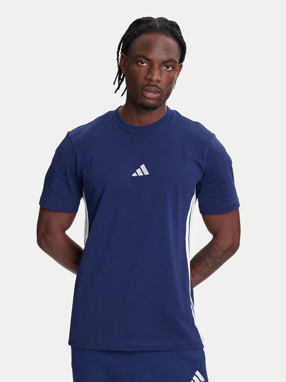 adidas Tričko Essentials 3-Stripes JE6399 Modrá Regular Fit
