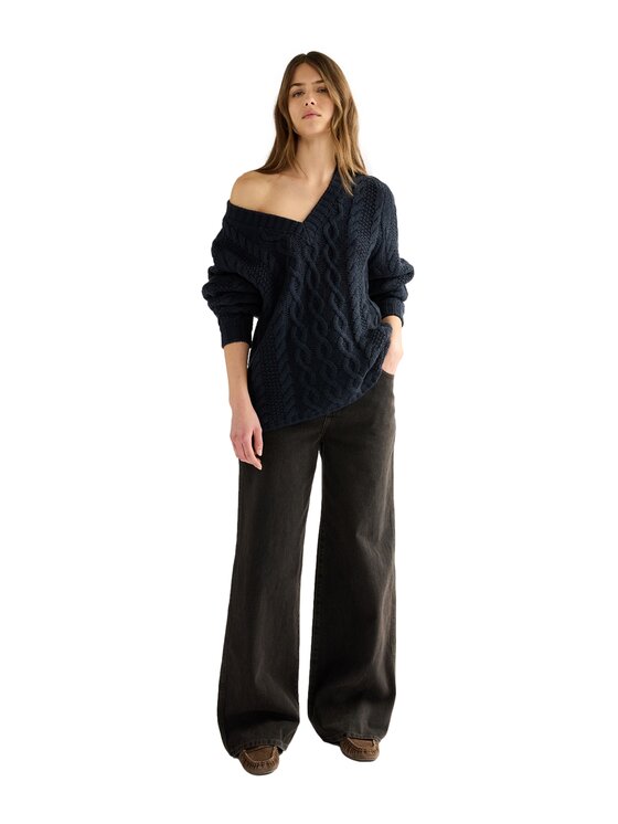Wrangler Wrangler Sweter 112386762 Granatowy Loose Fit