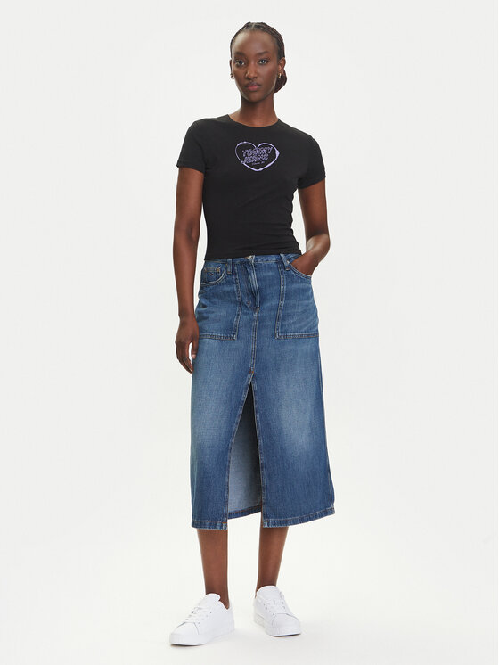 Tommy Jeans Tommy Jeans Majica Heart DW0DW21390 Črna Slim Fit