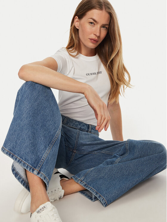 Guess Jeans Guess Jeans T-Shirt W4YI01 J1314 Bílá Slim Fit