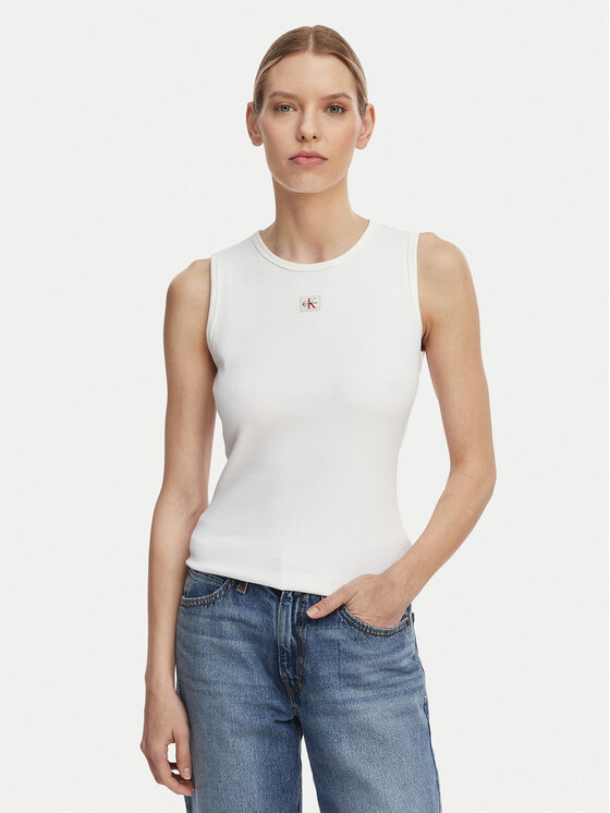 Calvin Klein Jeans Top LV047F246G Alb Slim Fit