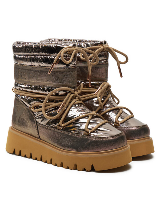 REPLAY REPLAY Апрески Shiny-Effect Harper United Lace-Up GWF4R.000.C0002T Златист