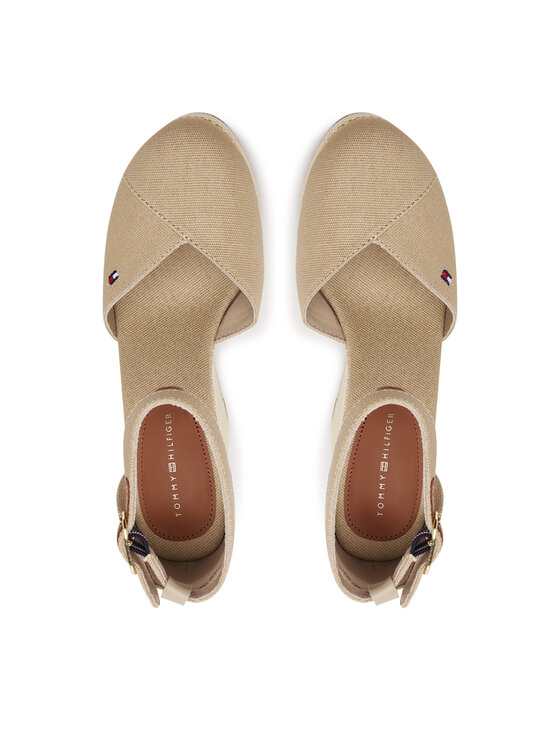 Tommy Hilfiger Tommy Hilfiger Polobotky Flag High Wedge Espad Closed Toe FW0FW08494 Béžová