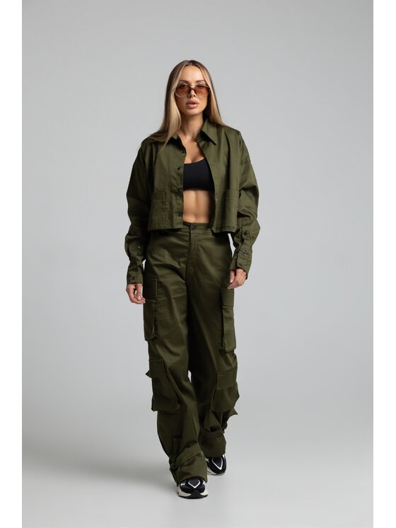 Chiara Wear Chiara Wear Spodnie materiałowe CARGO Khaki Regular Fit