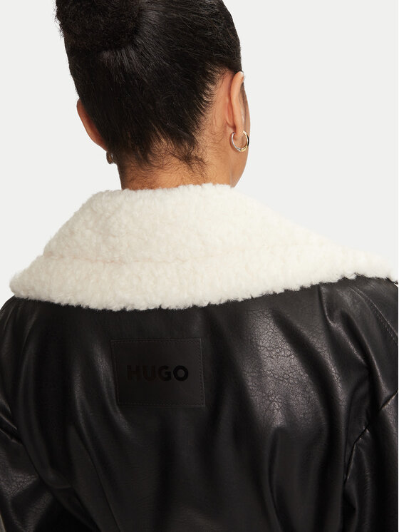 HUGO Hugo Kurtka z imitacji skóry Anitta-1 50524091 Czarny Relaxed Fit