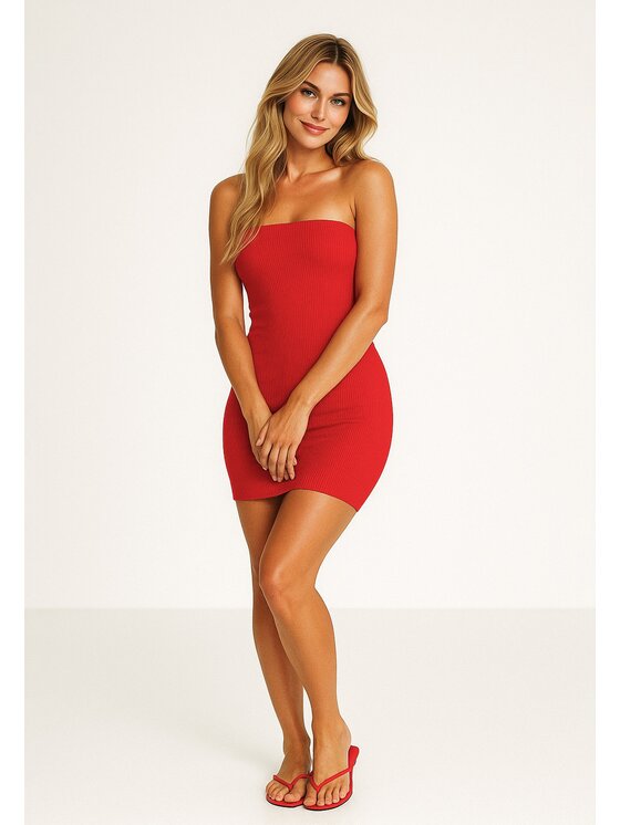 Nudyess Nudyess Vestito estivo 1022A Rosso Fitted Fit