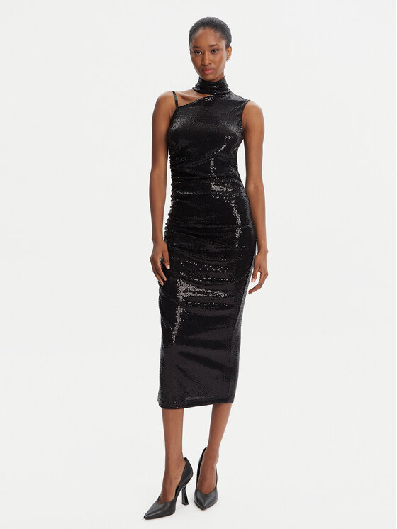 Versace Jeans Versace Jeans Rochie cocktail Side Curly Plachet D 79HAO909 Negru Slim Fit