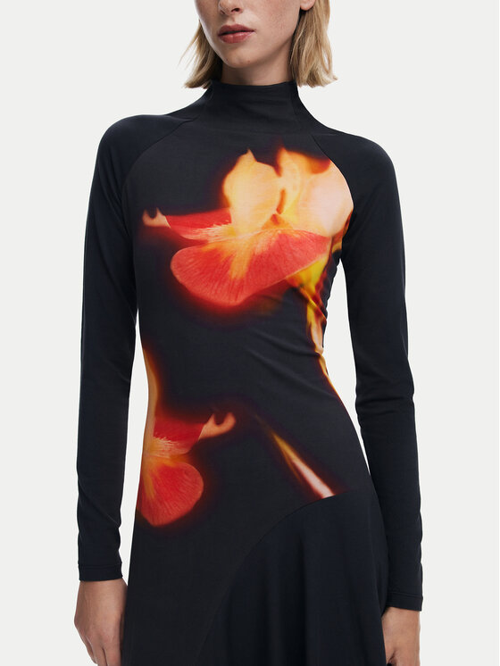 Desigual Desigual Každodenné šaty Mila 25WWVK40 Čierna Slim Fit