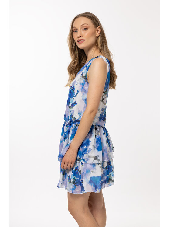 Awama Awama Sukienka letnia A501 Niebieski Basic Fit