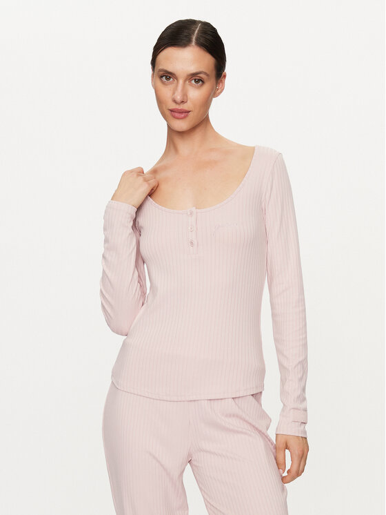 Guess Bluză O3BP01 KBXB2 Roz Slim Fit