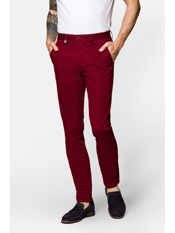Lancerto Lancerto Chinosy Dennis SP082122000002 Bordowy Regular Fit