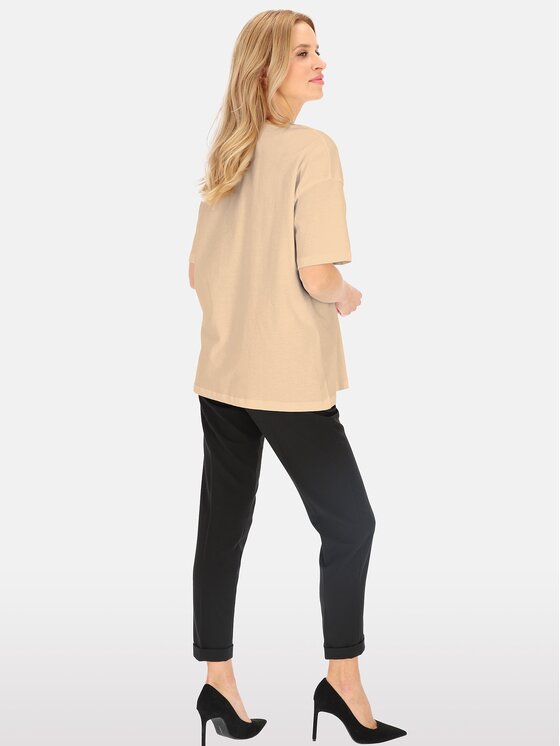 Perso Perso T-Shirt TCE240012F Béžová Regular Fit
