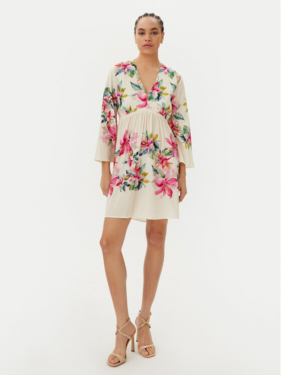 TWINSET TWINSET Poletna obleka 251LB2UBB Écru Regular Fit