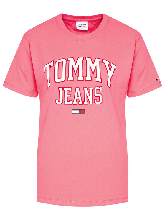 Tommy Jeans Marškinėliai Collegiate Logo DW0DW09075 Rožinė Boyfriend Fit •  Modivo.lt