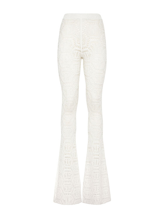PHILIPP PLEIN PHILIPP PLEIN Spodnie dzianinowe 15273 Biały Flare Fit