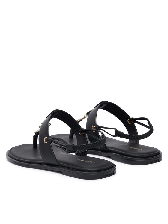Calvin Klein Calvin Klein Szandál Round Flat Sndl Thong Lth Hdw HW0HW02926 Fekete
