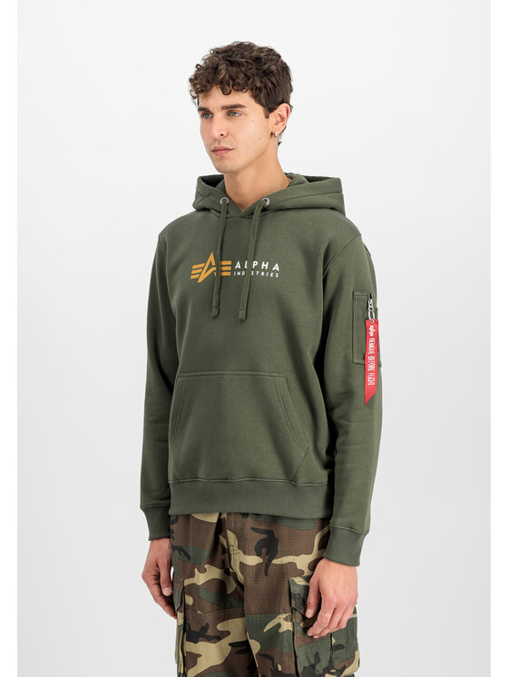Alpha Industries Alpha Industries Bluza Alpha Label Hoodie Zielony Regular Fit