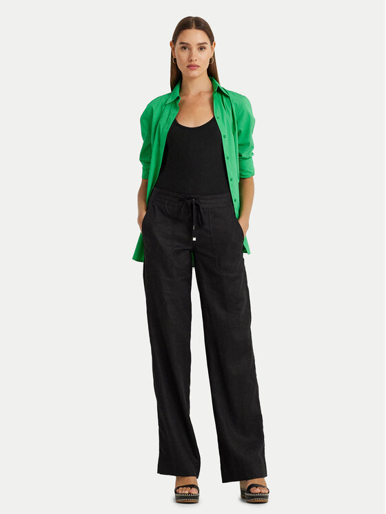 LAUREN RALPH LAUREN Lauren Ralph Lauren Kalhoty z materiálu 200735136001 Černá Wide Leg