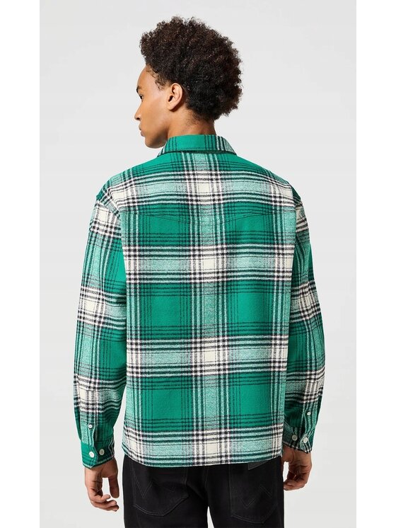 Wrangler Wrangler Koszula Non Frayed Plaid Shirt Zielony Relaxed Fit