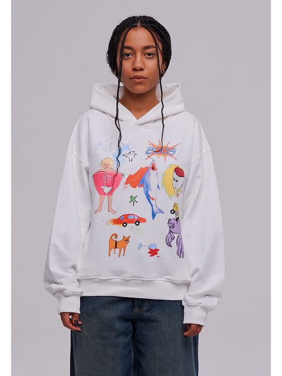 2005 2005 Mikina Comic Hoodie Écru Oversize
