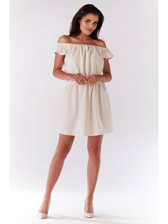 Infinite You Infinite You Sukienka letnia M136 Écru Basic Fit