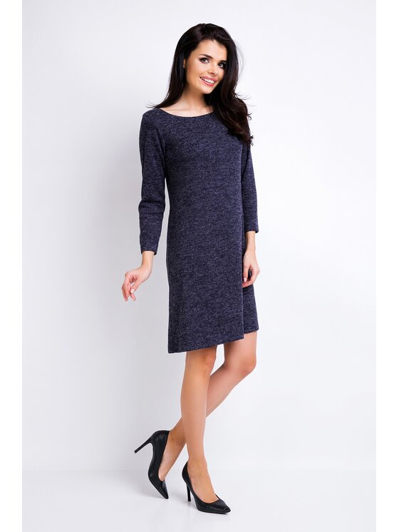 Awama Awama Úpletové šaty A162 Tmavomodrá Basic Fit