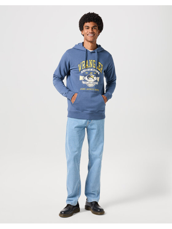 Wrangler Wrangler Sweter GRAPHIC HOODIE Niebieski Regular Fit