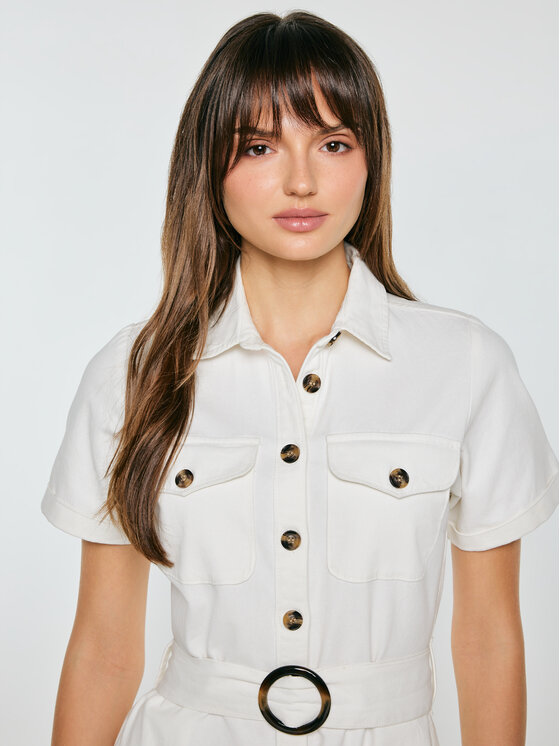 BIG STAR BIG STAR Sukienka jeansowa BECCA Biały Tailored Fit