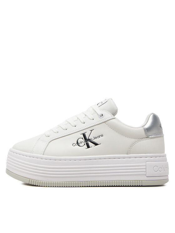 Calvin Klein Jeans Calvin Klein Jeans Sneakersy Bold Platf Low Lace Lth Ml Mtl YW0YW01516 Biały