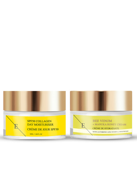 Krem na dzień Erthskin London, Jad Pszczeli + Krem z Miodem Manuka + KOLAGENOWY KREM NA DZIEŃ SPF