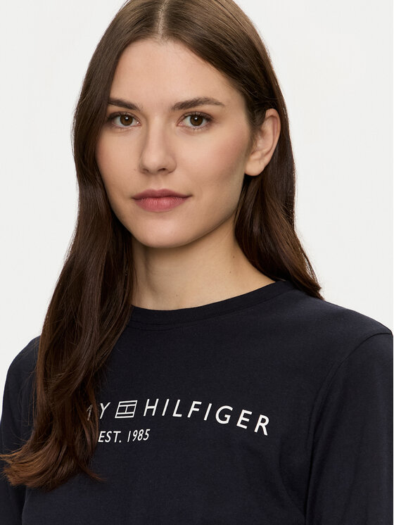 Tommy Hilfiger Tommy Hilfiger Majica Logo WW0WW43620 Tamnoplava Regular Fit