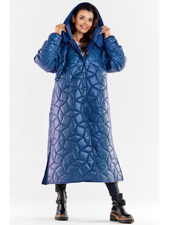 Awama Awama Cappotto A537 Blu scuro Basic Fit