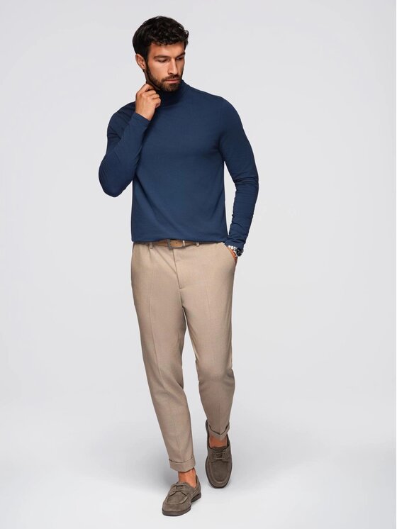 Ombre Ombre Longsleeve OM-LSCL-0130 Granatowy Slim Fit