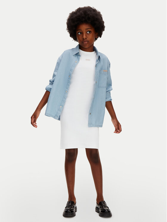 Calvin Klein Jeans Calvin Klein Jeans Sommerkleid LVCKSJH07G Weiß Slim Fit