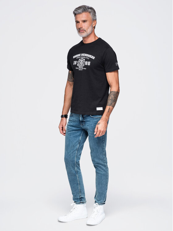 Ombre Ombre T-Shirt OM-TSPT-0297 Černá Regular Fit