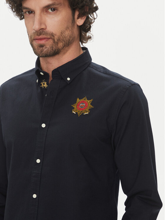 La Martina La Martina Cămașă Anselmo MACG01 OX092 Bleumarin Regular Fit