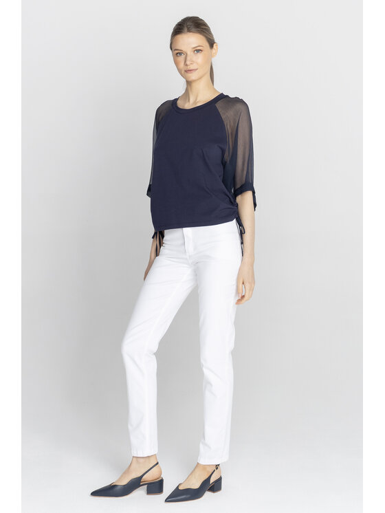 Deni Cler Milano Deni Cler Milano Bluzka W-DC-1224-F2-H9-58-1 Granatowy Regular Fit