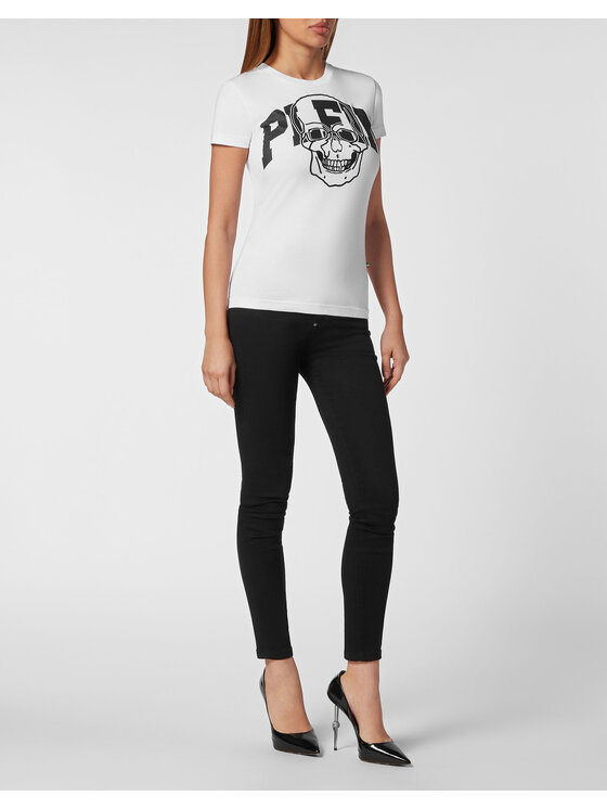 PHILIPP PLEIN PHILIPP PLEIN T-Shirt 19109 Biały Skin Tight Fit