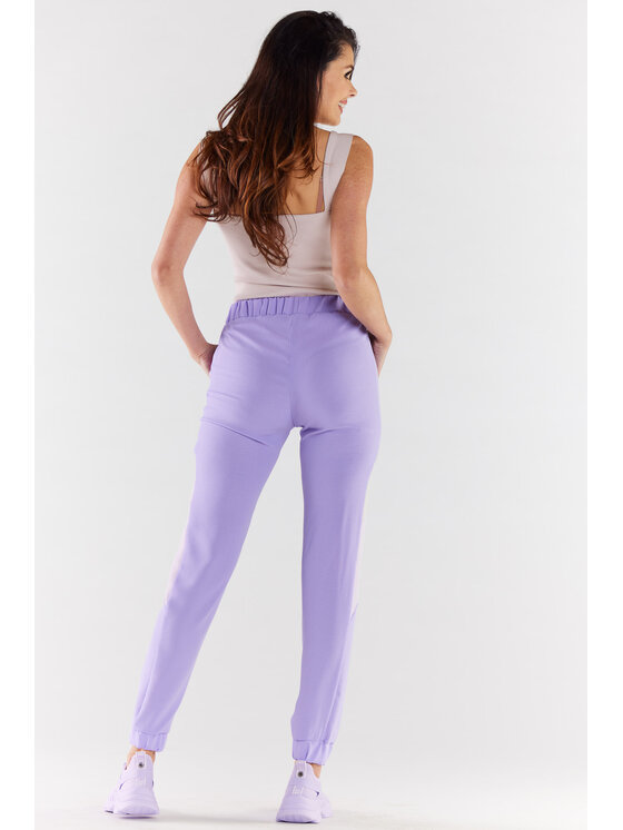 Awama Awama Spodnie damskie A498 Fioletowy Basic Fit