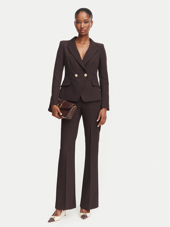 Rinascimento Rinascimento Spodnie materiałowe CFC0130135003 Brązowy ciemny Flare Fit