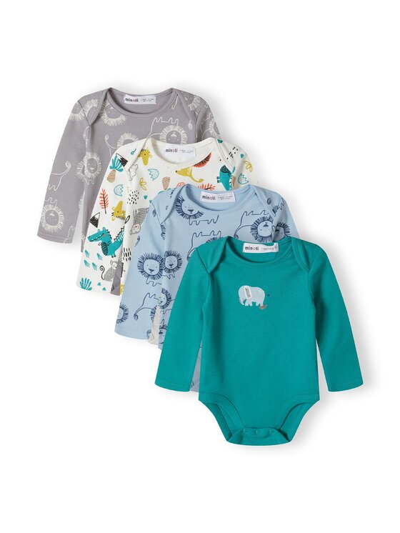 MINOTI MINOTI Komplet 4 par body 21babypack11 Turkusowy Regular Fit