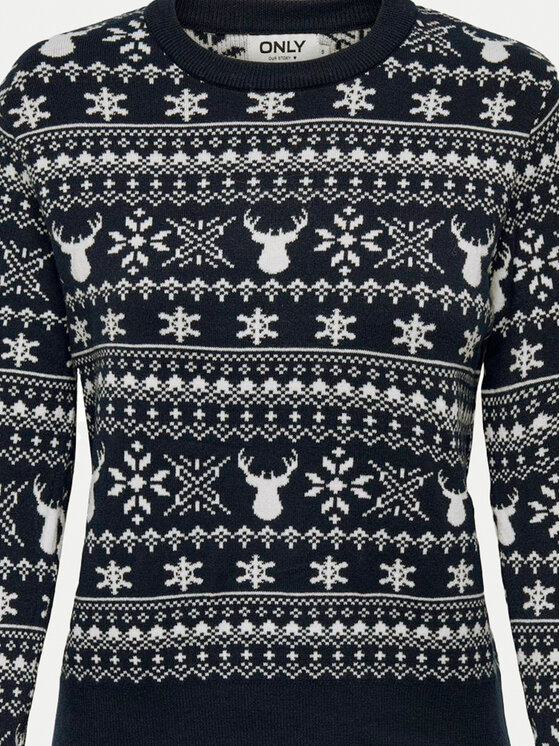 ONLY ONLY Sweter Xmas Winter 15327601 Granatowy Regular Fit