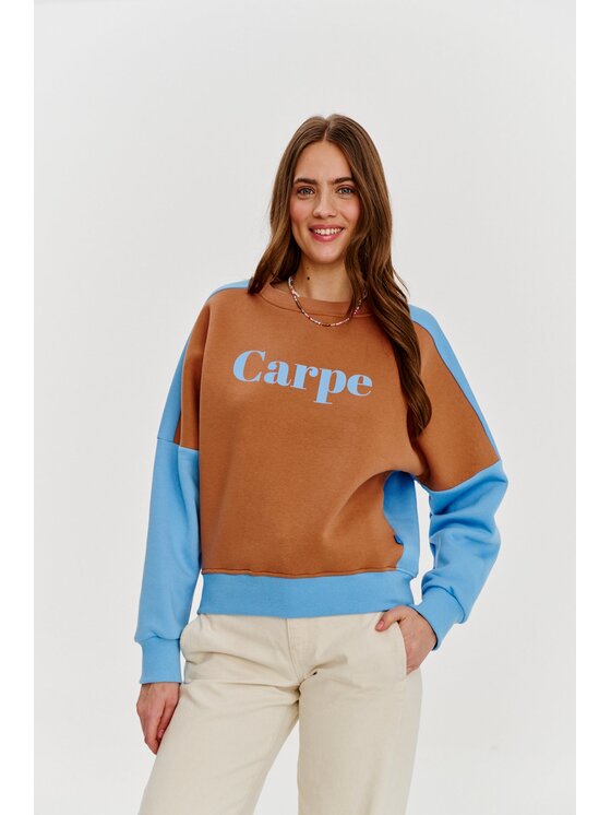 NAOKO NAOKO Mikina Carpe Diem Hnedá Regular Fit