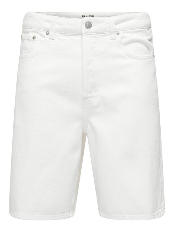 Only & Sons Only & Sons Pantaloni scurți de blugi Fade 22031662 Alb Loose Fit