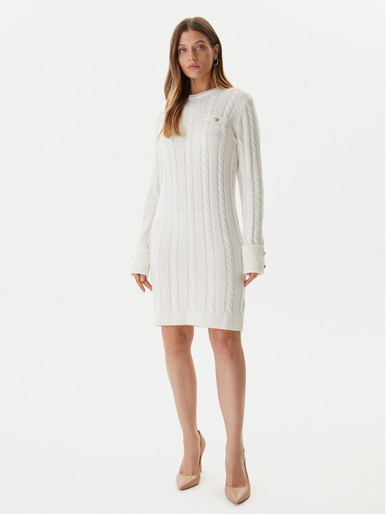 Guess Guess Trikotažinė suknelė W5BK46 Z1192 Écru Regular Fit