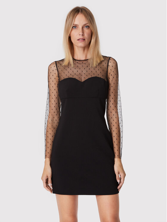 Red Valentino Коктейлна рокля 1R3VAES5 Черен Slim Fit